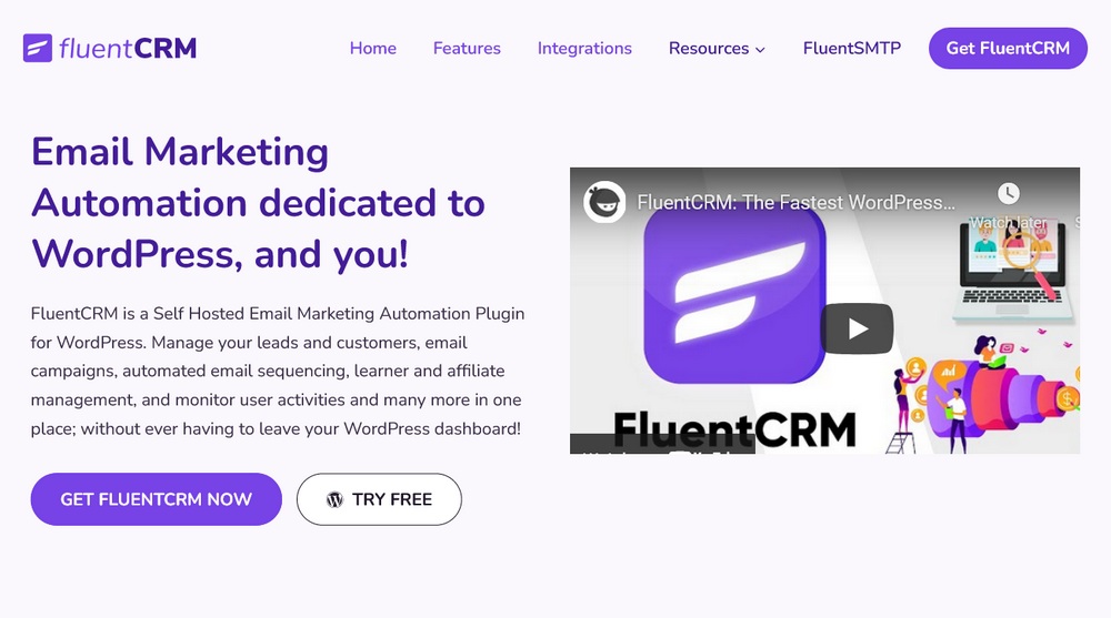 FluentCRM homepage