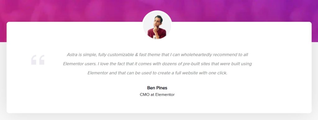 Astra Testimonial by Elementor