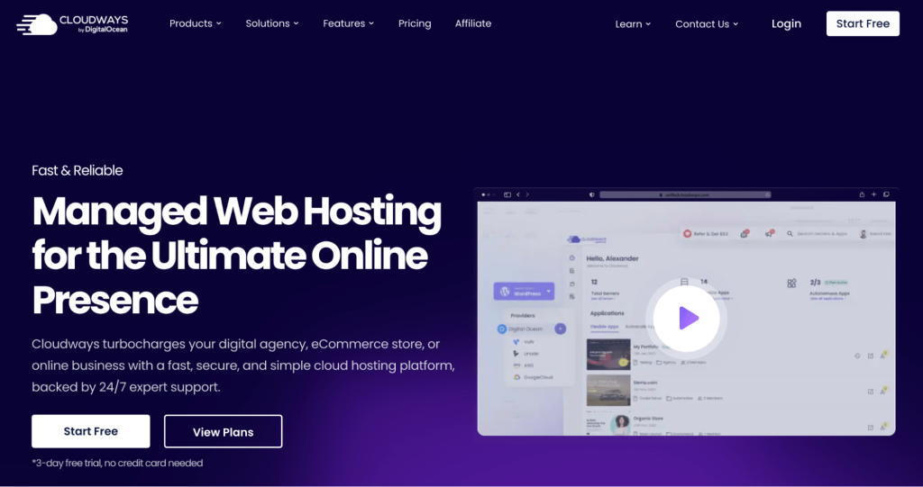 Cloudways Hosting Home Page