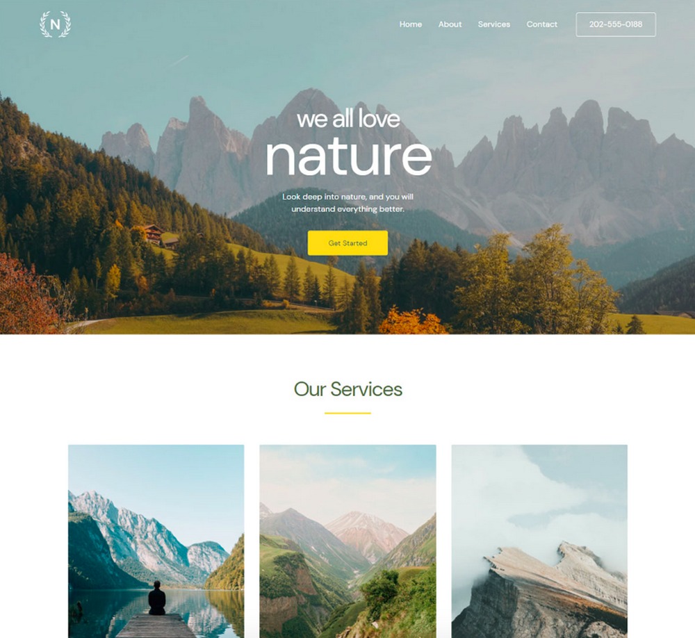 Astra starter templates, nature theme