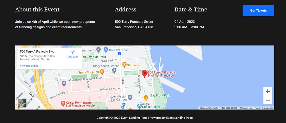 WordPress map and address