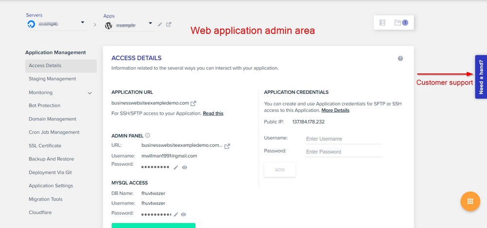 application interface on cloudways