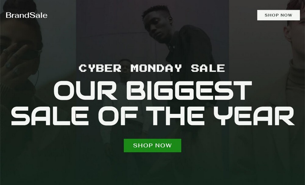 Cyber Monday homepage example