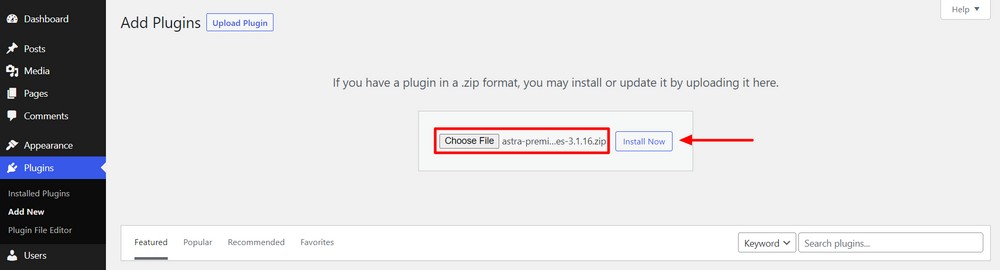 Choose plugin file and Install it