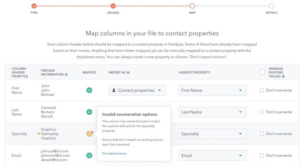 Import quality check HubSpot