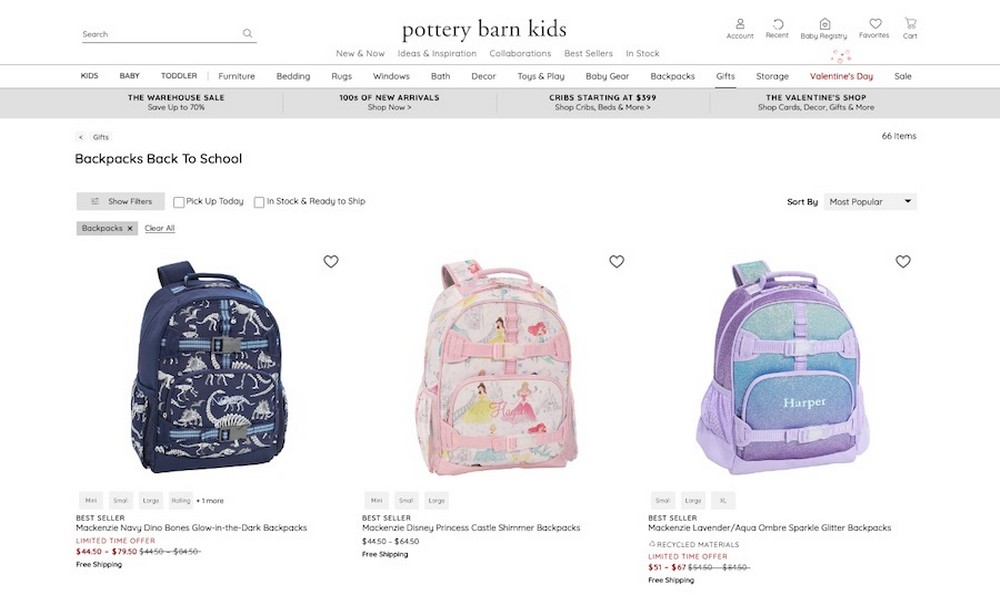 Pottery Barn Kids backpacks