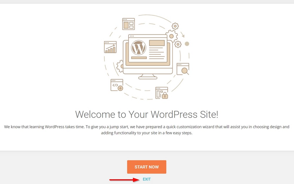 wordpress starter wizard exit link