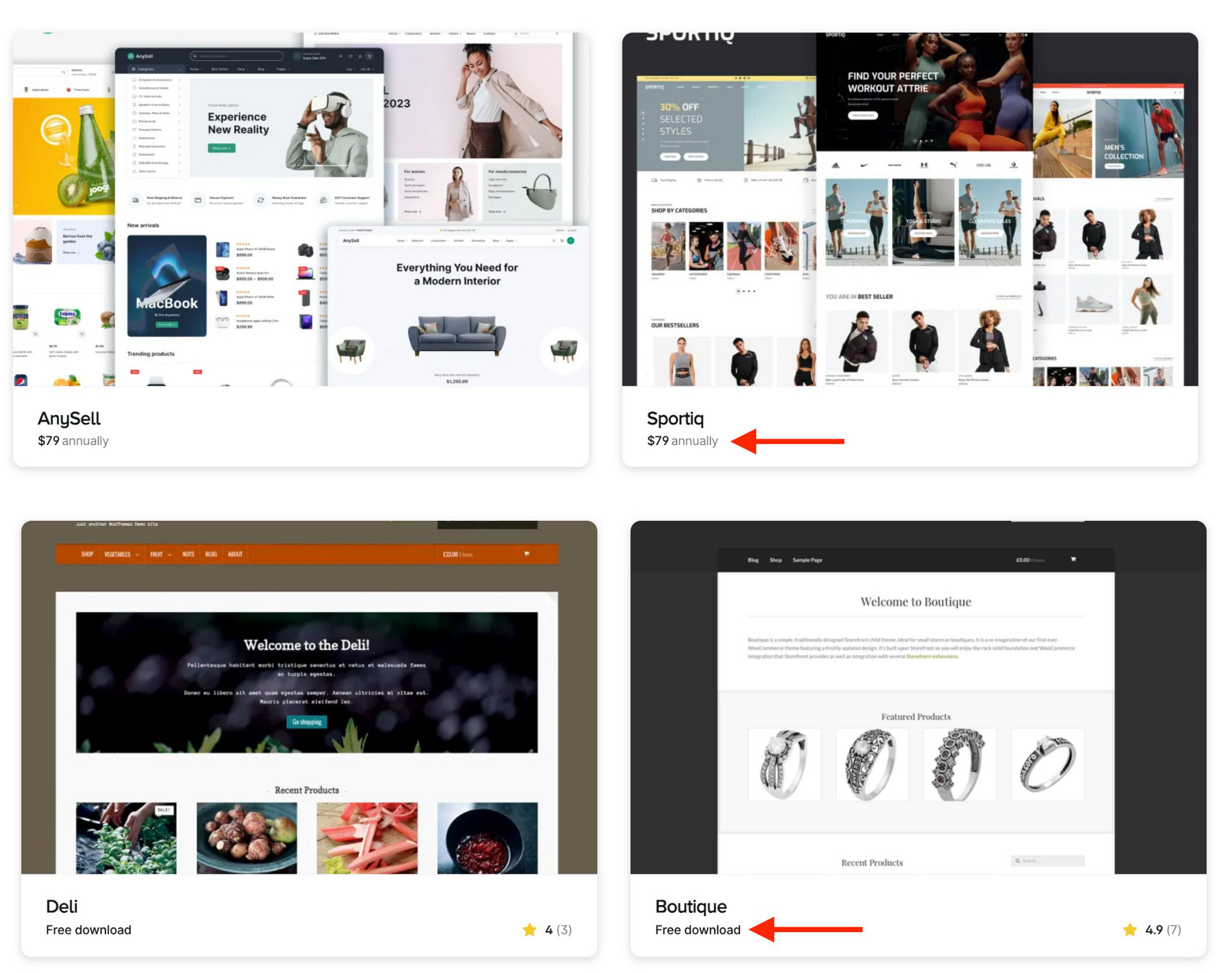 woocommerce free and premium themes