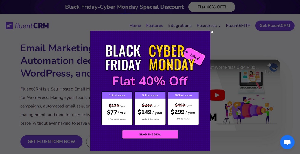 FluentCRM Black Friday popup