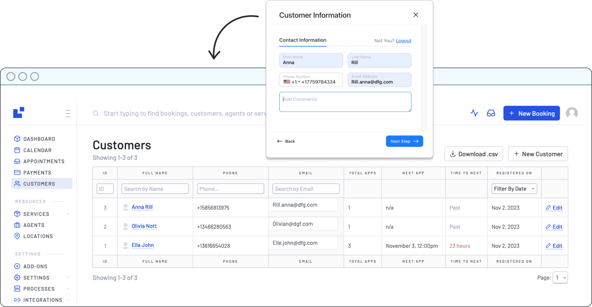 LatePoint client database