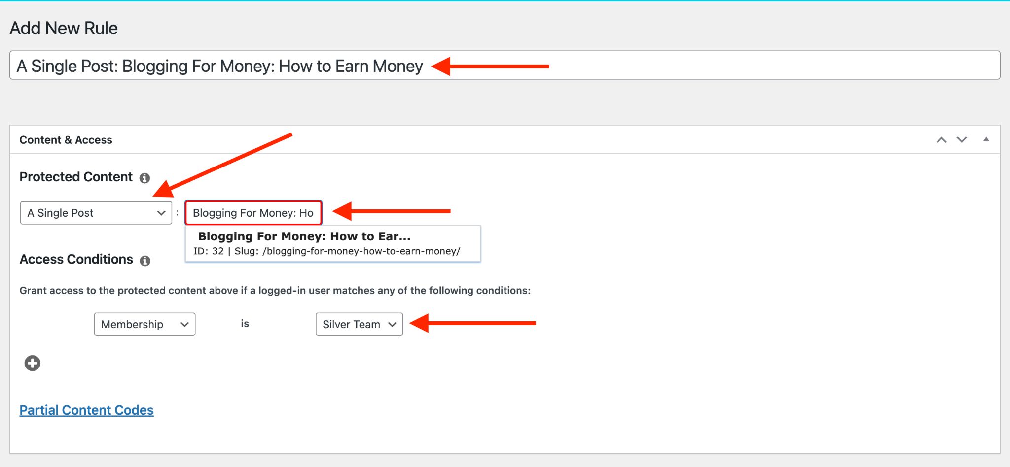 memberpress add new rule setting