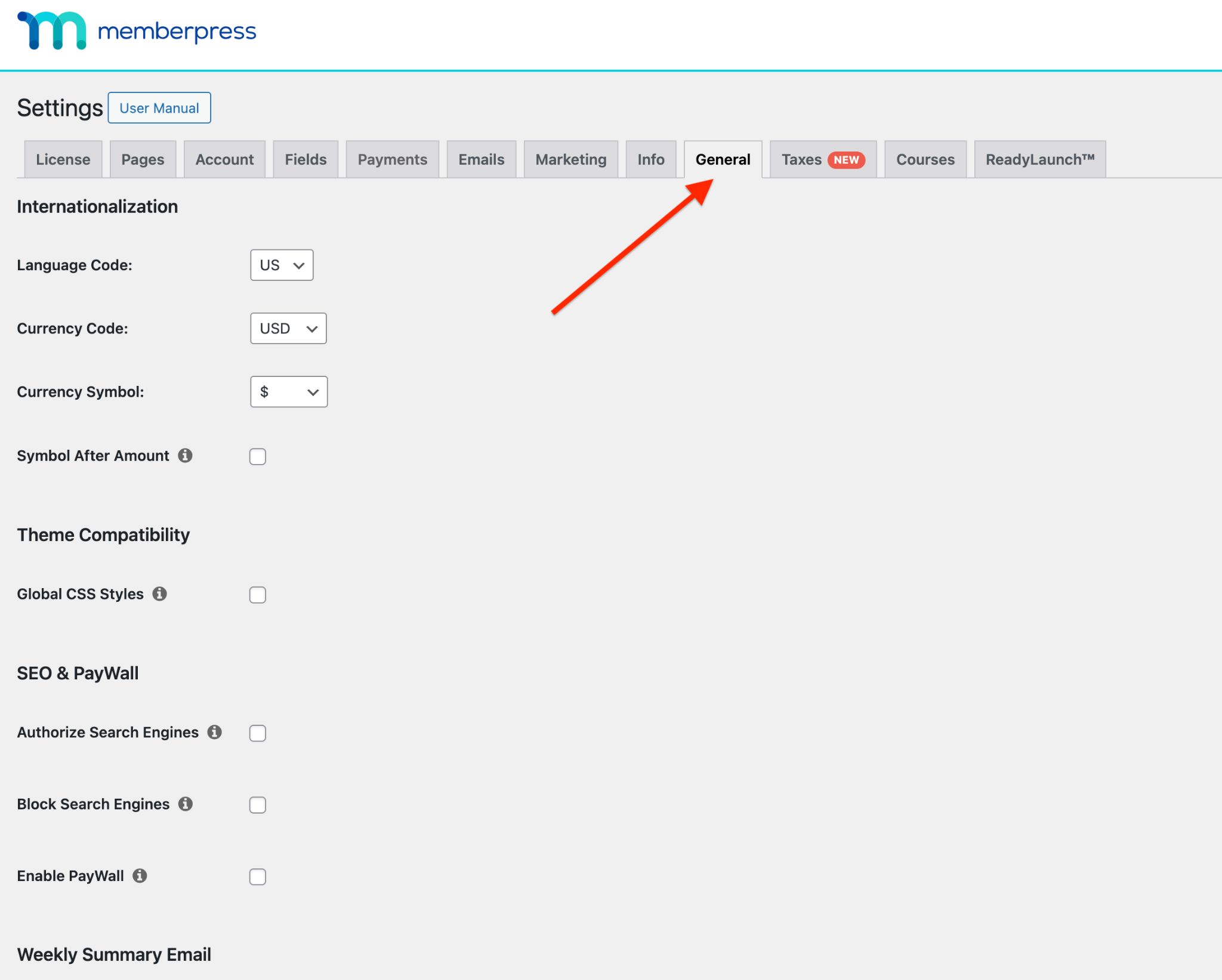 memberpress general settings