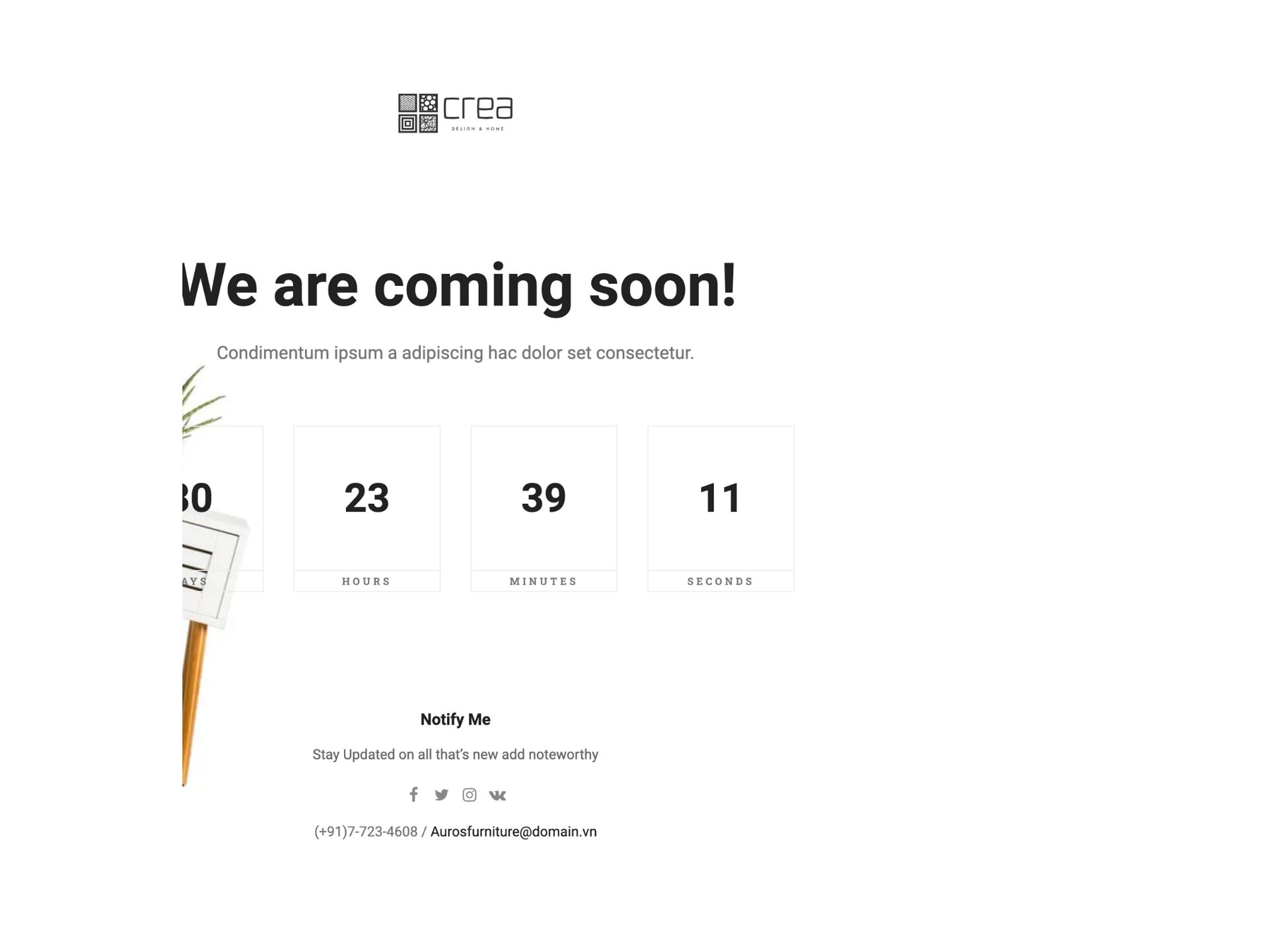 crea coming soon page