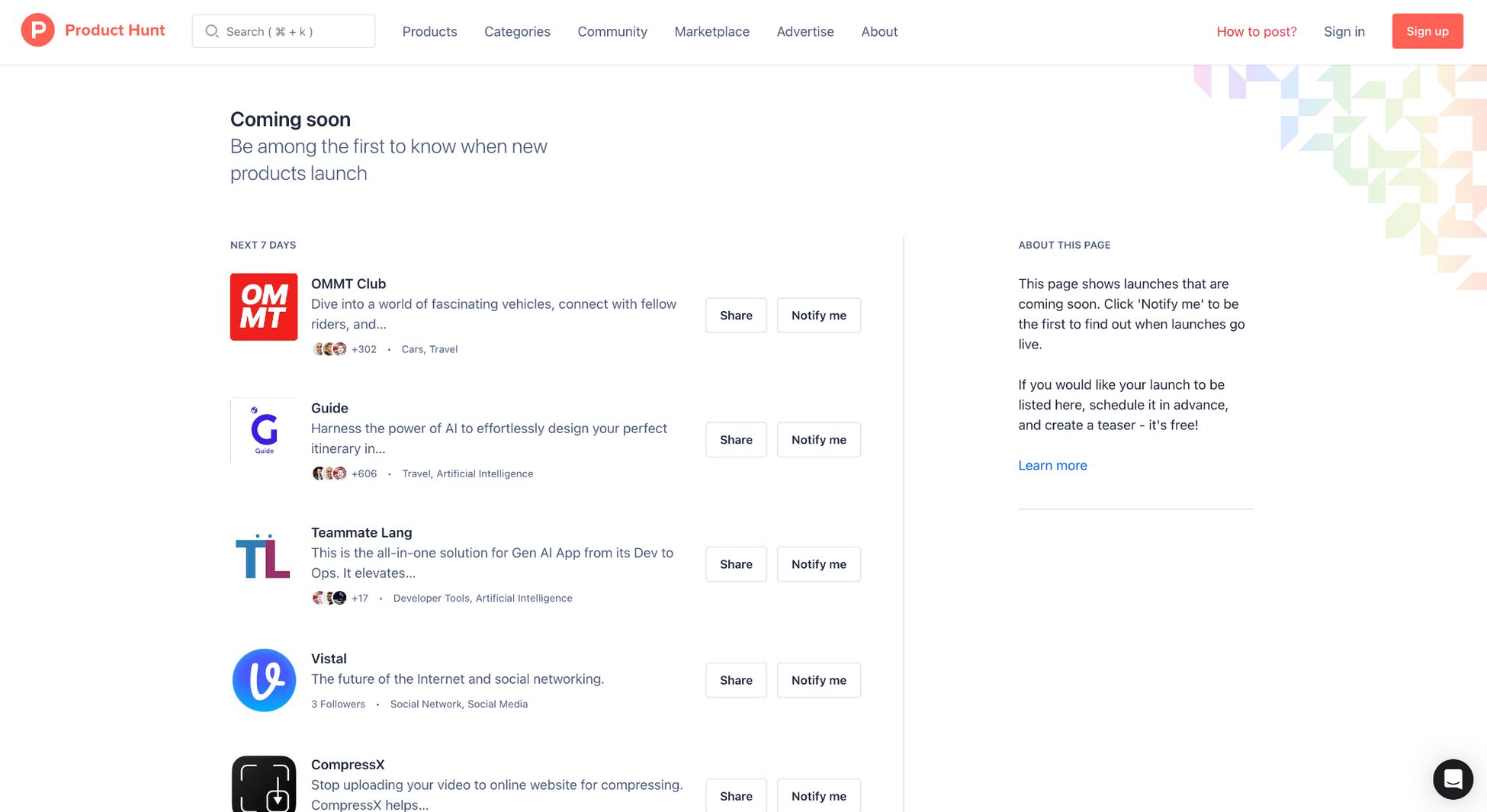 product hunt coming soon page
