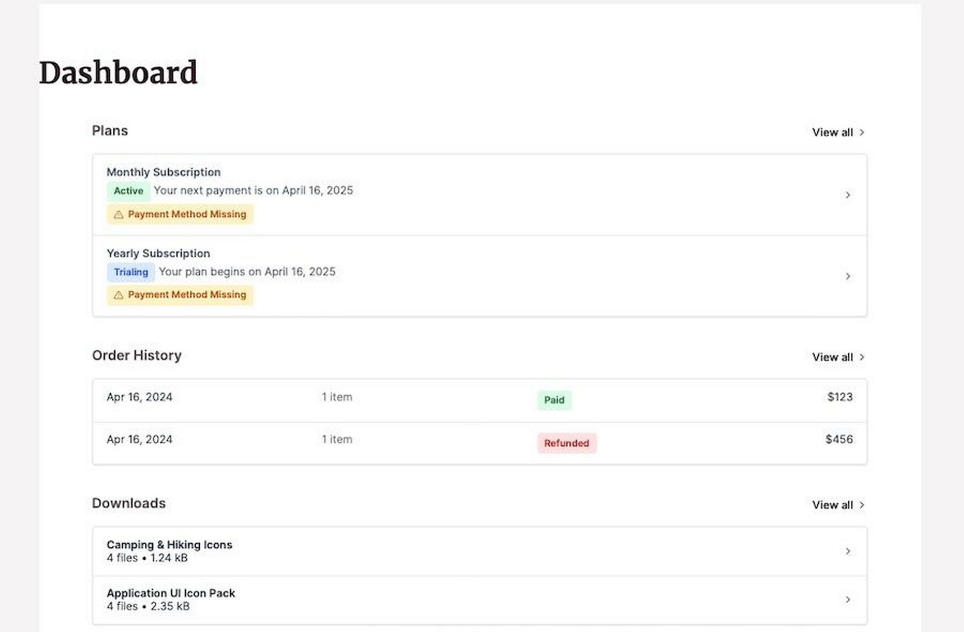 surecart customer dashboard