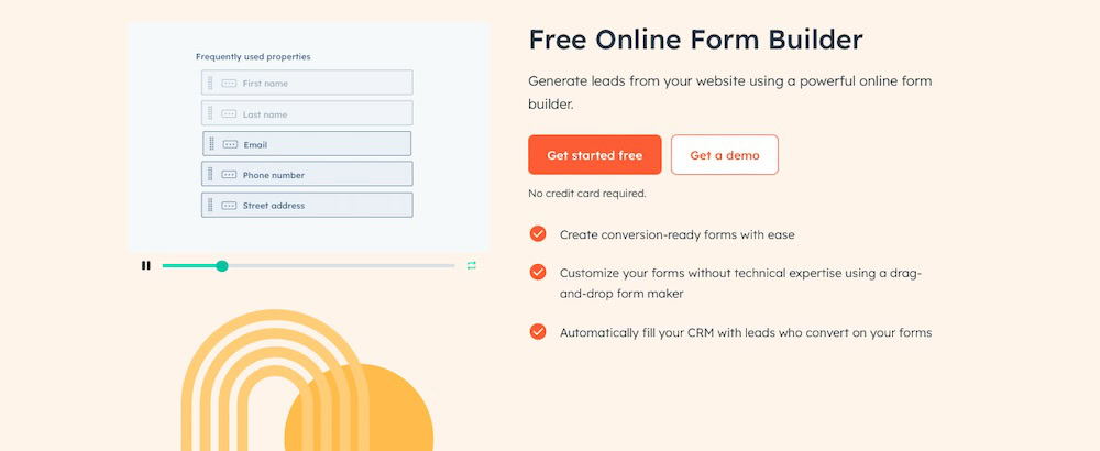 HubSpot Free Online Form Builder